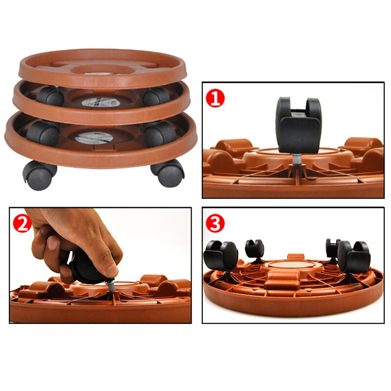 Mozgatható növényállvány virágcserép tálca univerzális kerékkel, nagy teherbírású, gördülő cserepes állvány beltéri kültéri erkély kerti BJStore