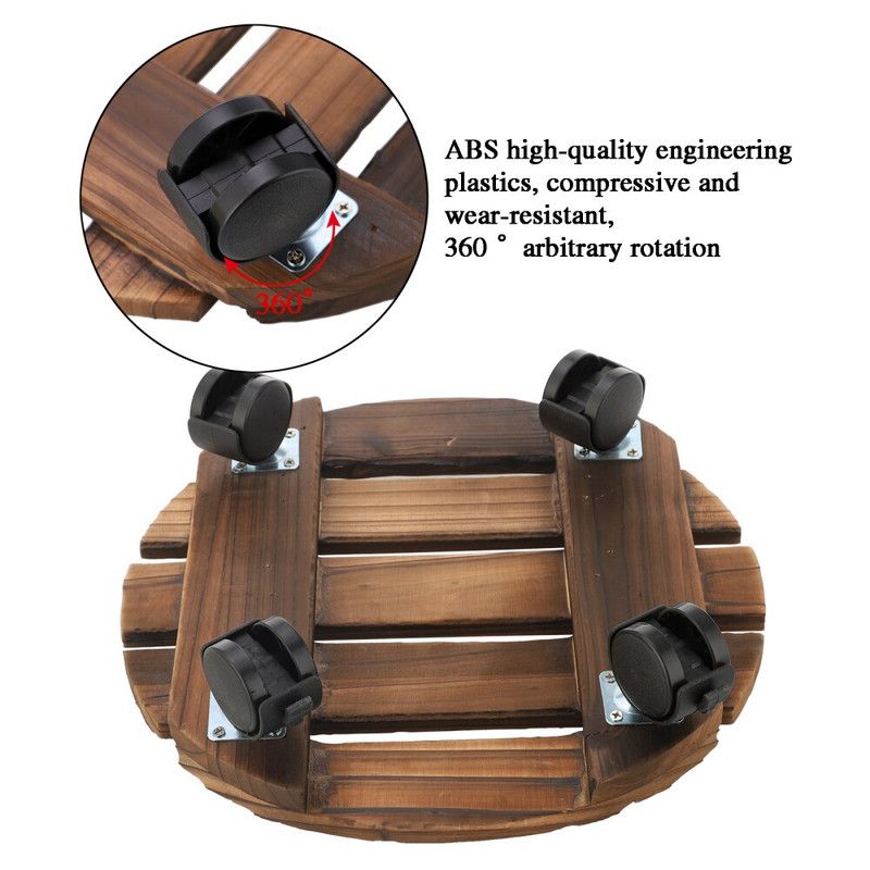 Virágcserép állvány gördülő tálca alátét befogó görgő 28*28*7cm mozgatható fa forgó ültető Caddy növényállvány kerekekkel