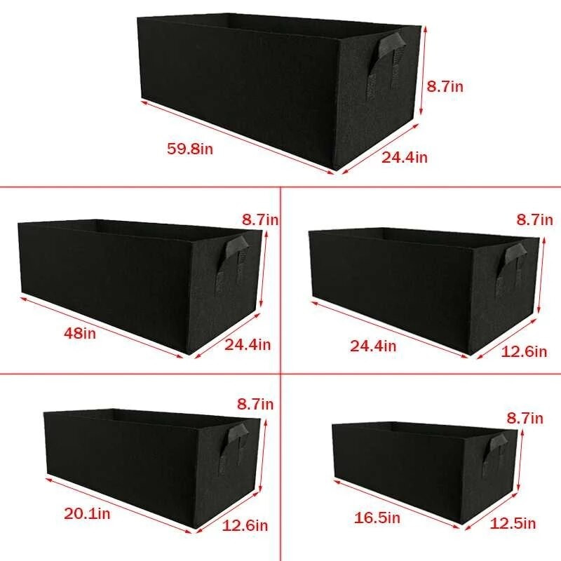 Sac de plantare din pâslă dreptunghiulară Container pentru plantare de grădină Saci de cultivare Ghiveci respirabil pentru plante Ghiveci de pepinieră pentru legume ornamentale