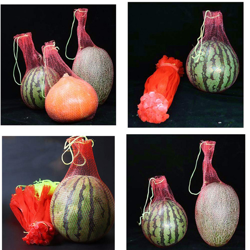 100 vnt. Arbūzų auginimo tinkliniai maišeliai Daugkartinio naudojimo kantalupos tinklinis tinklelis sodo agurkų auginimui pagalbiniai tinkliniai maišeliai daržovėms