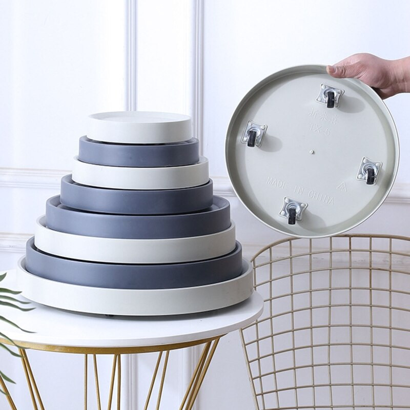 Tavă creativă pentru vază de flori Tavă rotundă de plastic rezistentă cu role Suport pentru ghiveci pentru flori pentru aprovizionare pentru grădinărit