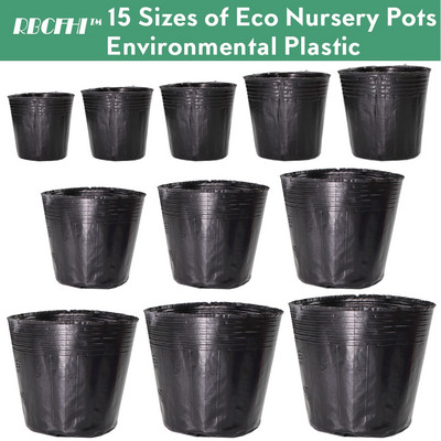 RBCFHI 3-50PCS 15 Sizes of Plastic Grow Nursery Pot Σακούλες Φύτευσης Σπίτι Κήπου για Λαχανικά Λουλούδια Φυτό Δοχείο Εκκίνησης