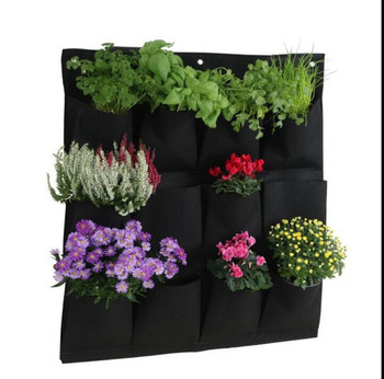 Pocket Flower Jardin Vertical Plant Grow Стенни чанти Черна саксия Градински инструменти Домашно засаждане Висяща вътрешна кашпа