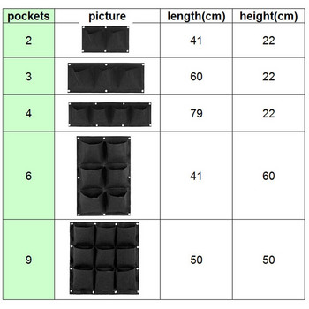 Pocket Flower Jardin Vertical Plant Grow Стенни чанти Черна саксия Градински инструменти Домашно засаждане Висяща вътрешна кашпа