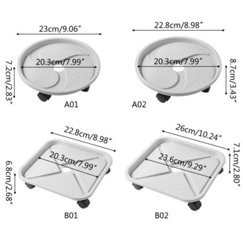 Тава за саксия с ролки Дренажна тава Кръгла/квадратна пластмасова тава за саксия за градински растения Поставка за саксия за тежки растения