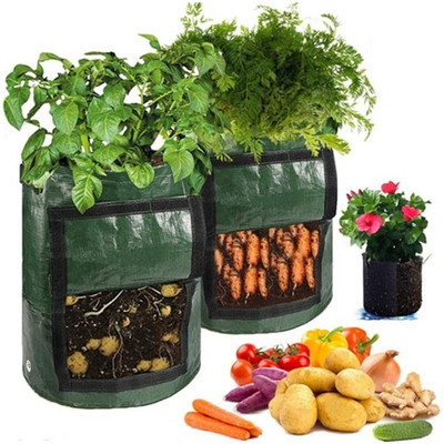 DIY kartulikasvatuskott koos aknataime konteineri filtriga, eemaldatav takjapaelaga lille-köögivilja potid aiatarbed