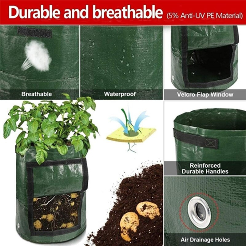 DIY kartulikasvatuskott koos aknataime konteineri filtriga, eemaldatav takjapaelaga lille-köögivilja potid aiatarbed