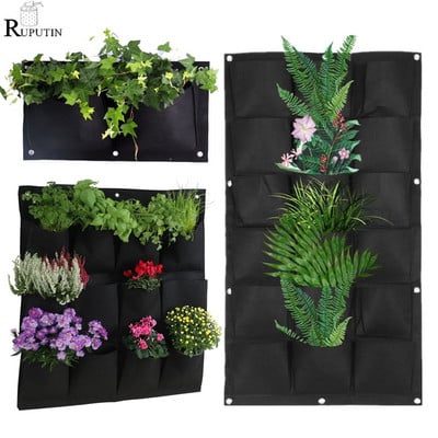 4/9/36/64 Pockets Green Grow Bags Planter Vertical Garden Vegetable Living Garden Bags Seedling wall Hanging planter Growing bags