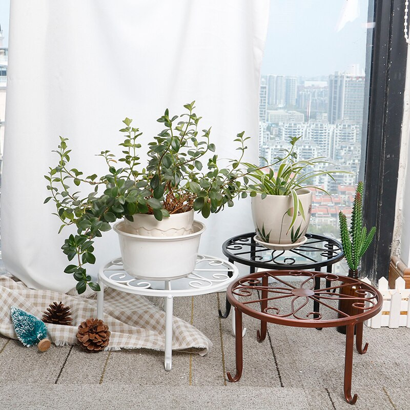 Suport pentru ghiveci din fier forjat Suport pentru ghivece de flori Stand basion Raft de afișare Suport pentru flori pentru plante de grădină Suport rotund pentru decorarea casei pentru balcon