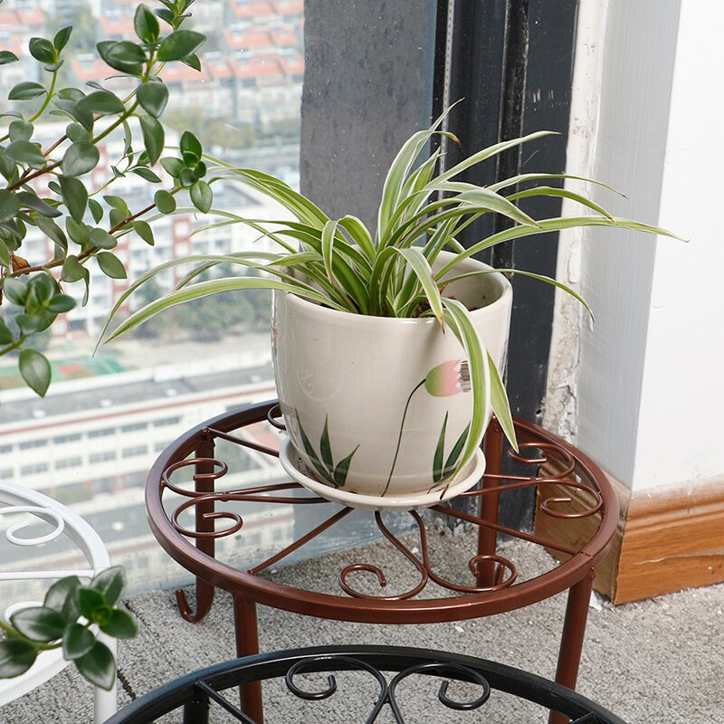 Suport pentru ghiveci din fier forjat Suport pentru ghivece de flori Stand basion Raft de afișare Suport pentru flori pentru plante de grădină Suport rotund pentru decorarea casei pentru balcon