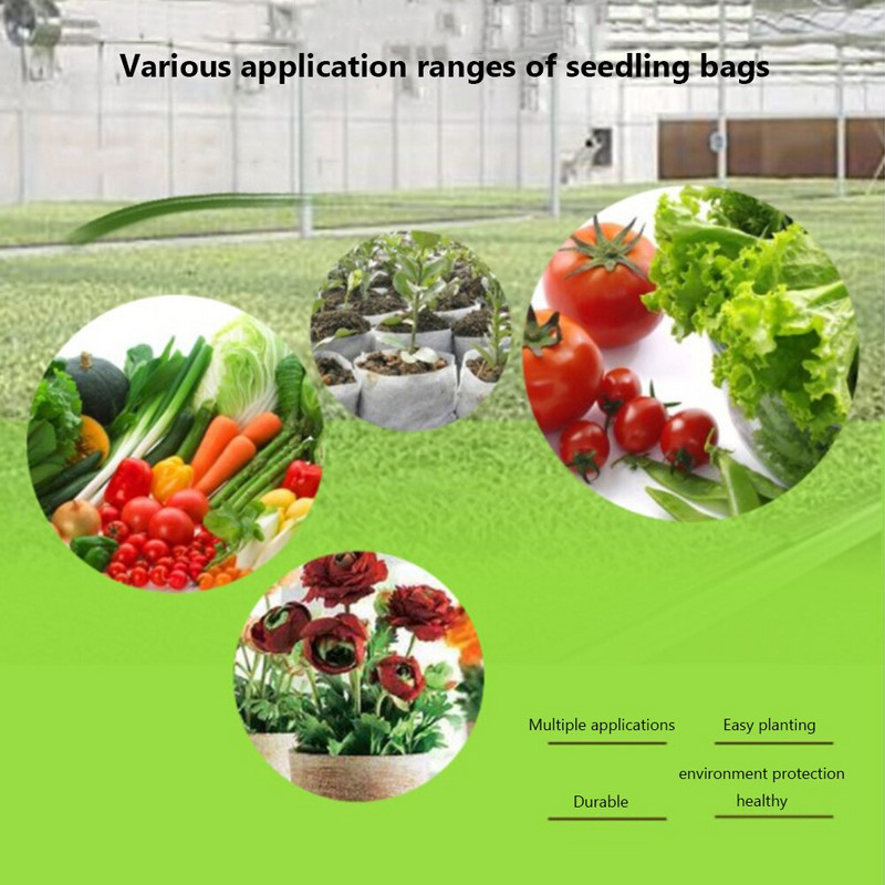 100 vienetų medžiaginiai sėjimo maišeliai Neaustiniai biologiškai skaidūs medelynų augalų auginimo krepšiai sodo sodinukų auginimo vazonai viduje