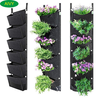 AIVY 1Pc107x30cm 6 Τσέπες Κάθετη Ζαρντινιέρα Κήπου Επιτοίχια Φύτευση Flower Grow Τσάντα Κήπος Αυλή Γραφείο Διακόσμηση σπιτιού