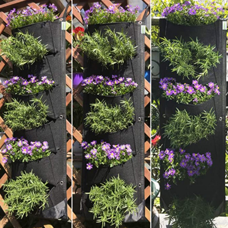 AIVY 1db 107x30cm 6 zsebes függőleges kerti ültetőgép falra szerelhető ültető virágnövő táska kerti udvari iroda Lakásdekoráció