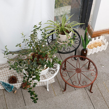 Σφυρήλατο σίδερο σε γλάστρα Stander Ράφι για γλάστρες Βάση βάσης Οθόνη Ράφι Κήπος Στήριγμα λουλουδιών φυτών Μπαλκόνι Στρογγυλό ράφι διακόσμησης σπιτιού