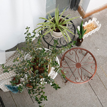 Σφυρήλατο σίδερο σε γλάστρα Stander Ράφι για γλάστρες Βάση βάσης Οθόνη Ράφι Κήπος Στήριγμα λουλουδιών φυτών Μπαλκόνι Στρογγυλό ράφι διακόσμησης σπιτιού