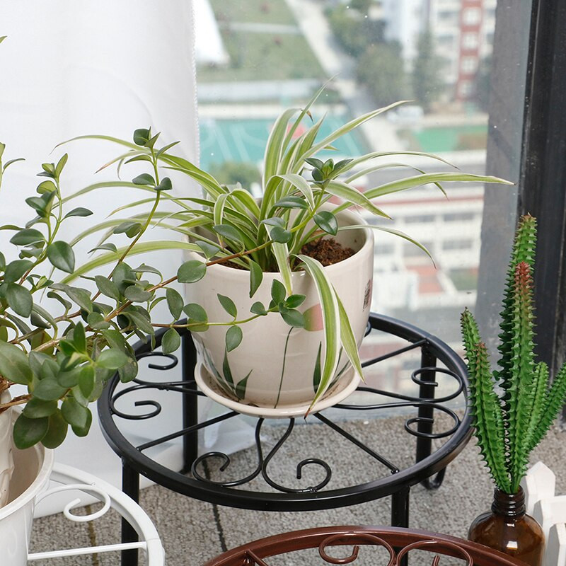 Suport pentru ghivece din fier forjat Suport pentru ghivece de flori Stand basion Raft de afișare Suport pentru flori pentru plante de grădină Suport rotund pentru decorarea casei pentru balcon