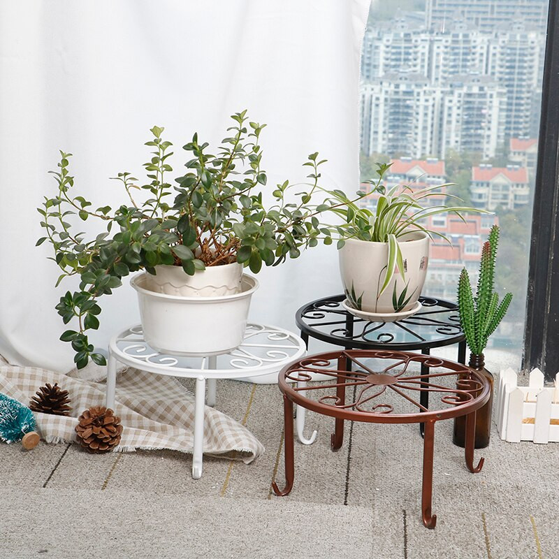 Suport pentru ghivece din fier forjat Suport pentru ghivece de flori Stand basion Raft de afișare Suport pentru flori pentru plante de grădină Suport rotund pentru decorarea casei pentru balcon