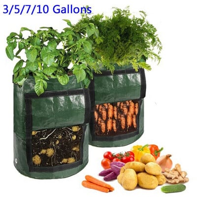 Potato Grow pots Plant bags μεγάλη σπιτική γλάστρα κήπου ντομάτα Ζαρντινιέρα λαχανικών Τσάντες καλλιέργειας PE Εργαλεία jardin υφάσματος