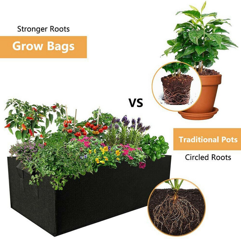 1 buc țesătură înălțat pat de grădină pat pătrat de grădină de flori sac de cultivare saci de plantare de legume o vas de pepinieră cu mânere pentru plante