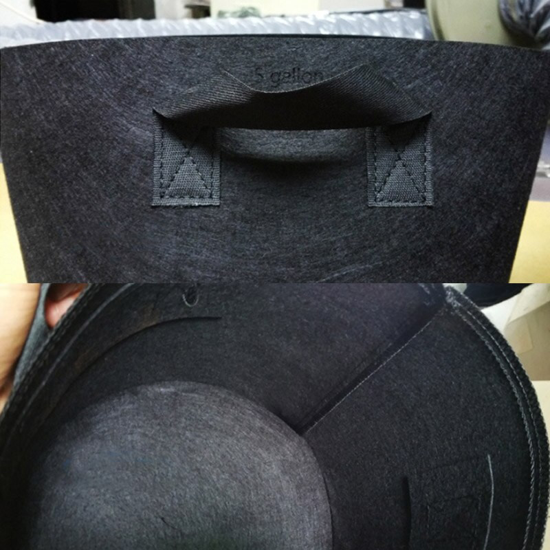 Nem szőtt faszövet edények termesztő táska gyökértartály. Fekete kéz növény ültetési virágokkal nemszőtt zacskók Növekszik kultúra