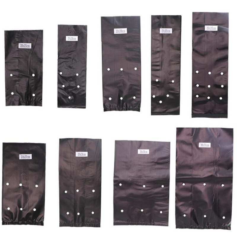 5/10/15 vnt PE plastikinis sodinimo maišelis Juodi darželio krepšiai su ventiliacijos angomis, tinkami mažiems ar dideliems sodo gėlių daržovėms auginti