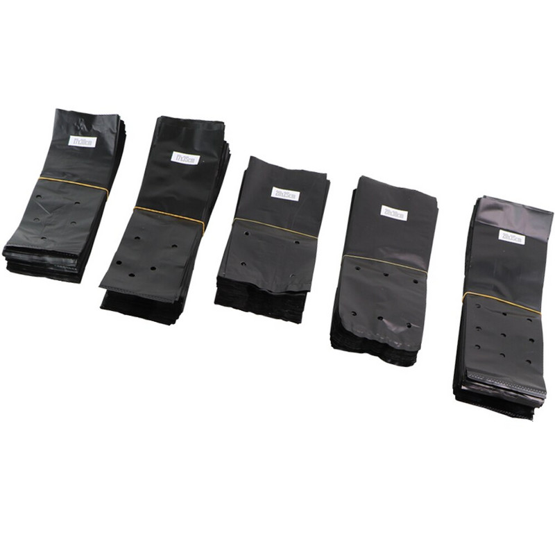 5/10/15 vnt PE plastikinis sodinimo maišelis Juodi darželio krepšiai su ventiliacijos angomis, tinkami mažiems ar dideliems sodo gėlių daržovėms auginti