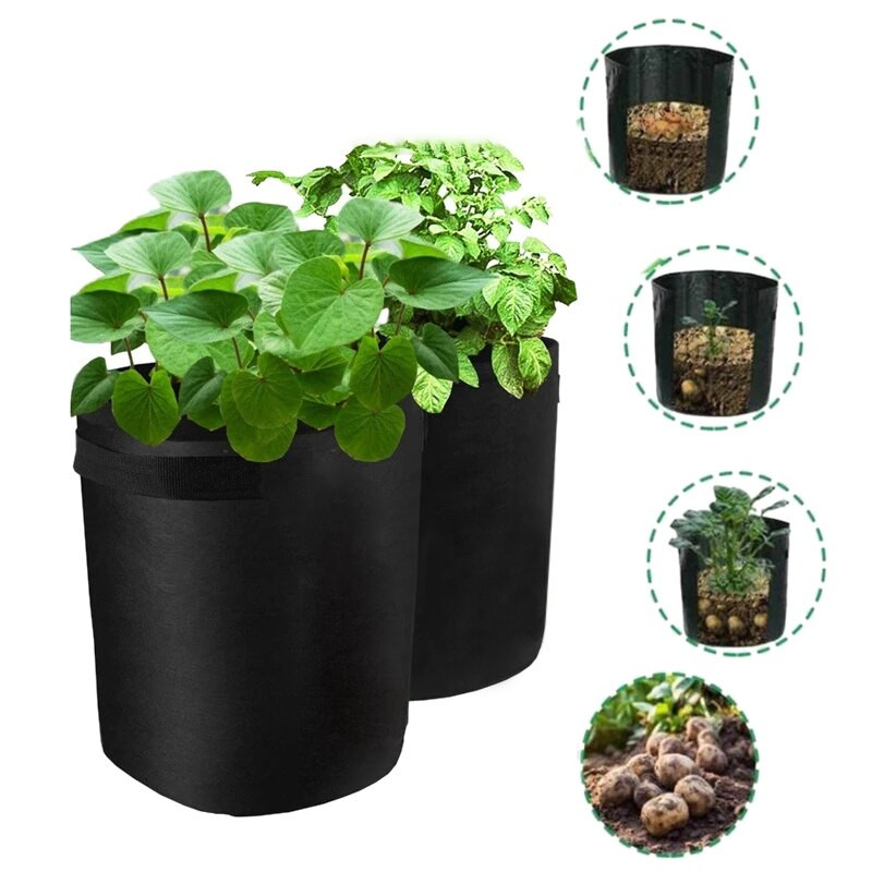 Plant Grow Bags Garden Grow Bags Fabric Vegetable Pot Garden Living Bag Vegetable Plants Nursery Bag Root Container Γλάστρες κήπου