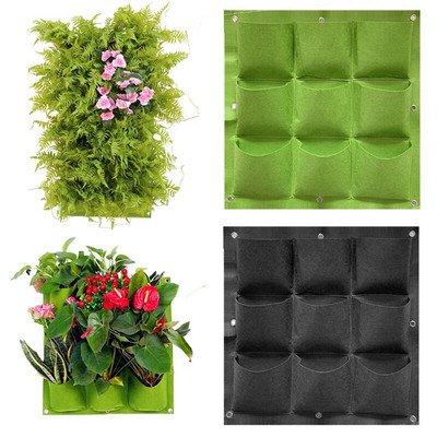 25/36/64 Pockets Green Black Grow Bags Planter Κάθετη Κήπος Θερμοκήπια Γλάστρα λουλουδιών Κρεμαστό στον τοίχο γλάστρα φυτό Διακόσμηση σπιτιού