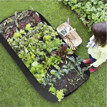 Градински чанти за отглеждане Повдигнати легла за засаждане Правоъгълни дишащи саксии от филцов плат Плантер Билкови цветя Зеленчукови растения Легло