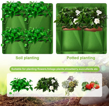 Множество джобове Вертикални стенни висящи плантатори Торби за отглеждане Тъкани Чанти за засаждане на цветя и зеленчуци за вътрешни и външни декорации за дома и градината