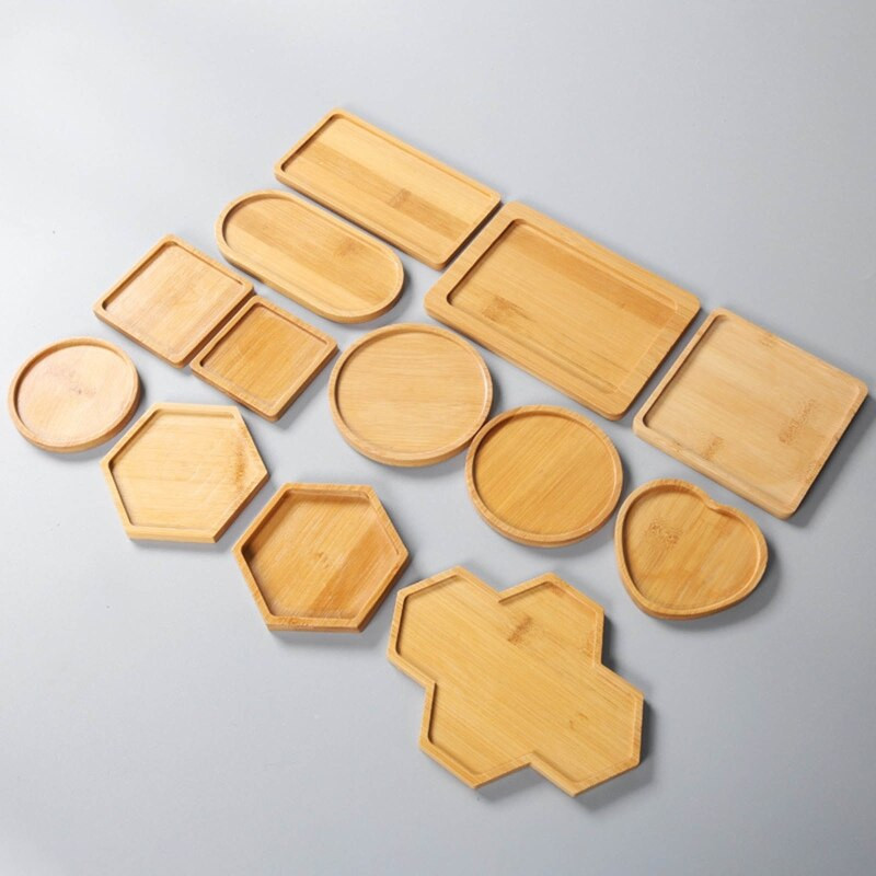 Farfurie creativă pentru plante Jardinier multifuncțional Tavă din lemn de bambus Tavă cu ghiveci pentru plante pentru grădinărit Home Office Coaster