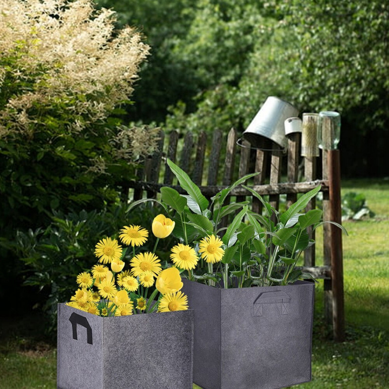 Saci de cultivare a legumelor Ghivece din țesătură pentru aerare cu mânere pentru plante de flori, plantare înălțată, pat de grădină, jardinier de roșii pentru cartofi