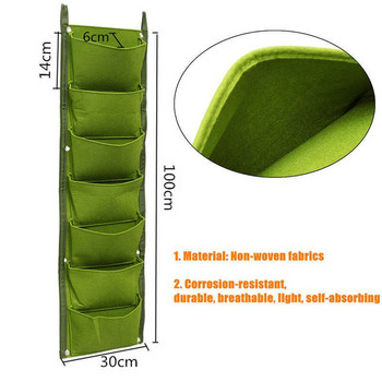 6/7/12 Pockets Wall Hanging Planter Green Grow Bags Planter Vertical Garden Vegetable Living Garden Bag Seedling Growing Bag Pot