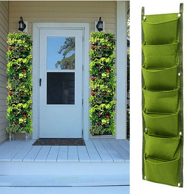 6/7/12 Pockets Wall Hanging Planter Green Grow Bags Planter Vertical Garden Vegetable Living Garden Bag Seedling Growing Bag Pot