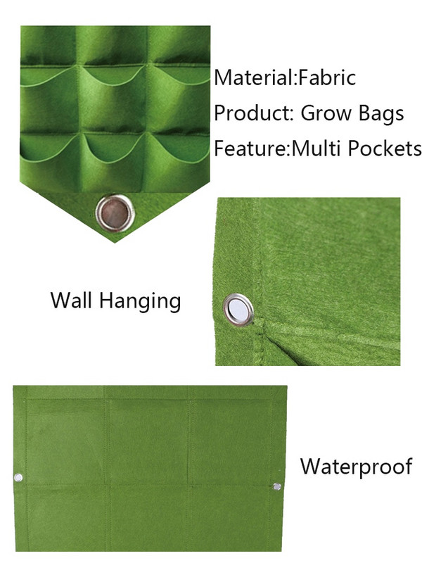 6-72 kišenės Kabantys žalių auginimo maišelių sodintuvas Vertikalus sodo daržovių gyvenamasis sodo maišelis sodintuvas Auginimo maišeliai Gėlės tiekimas