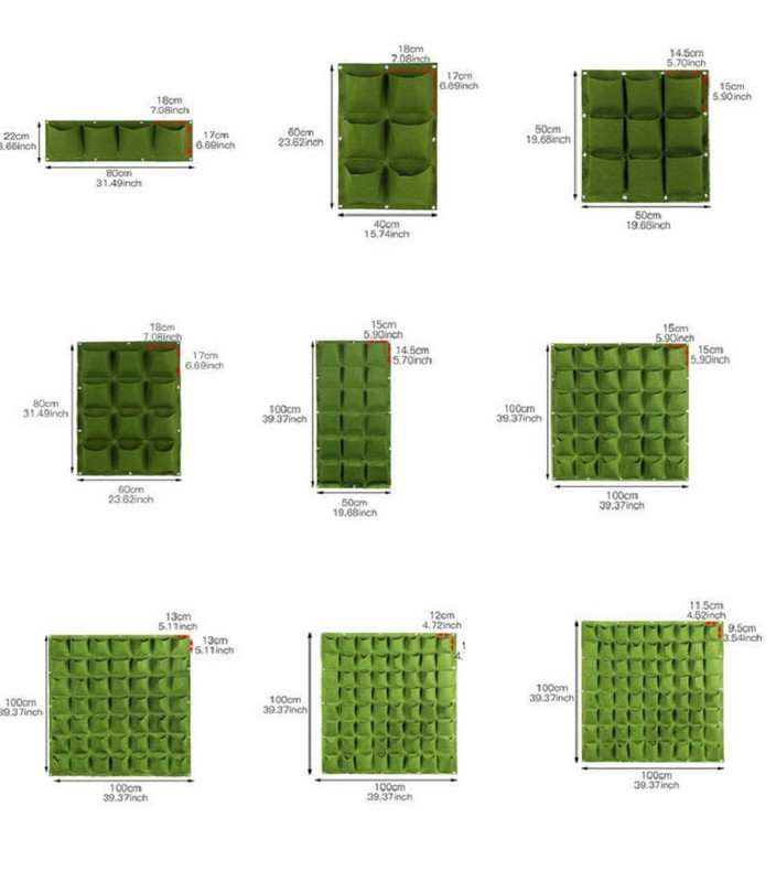 6-72 kišenės Kabantys žalių auginimo maišelių sodintuvas Vertikalus sodo daržovių gyvenamasis sodo maišelis sodintuvas Auginimo maišeliai Gėlės tiekimas