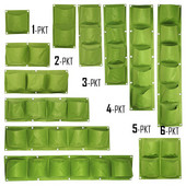 1-6 zsebes Függőleges zöld táskák Falra szerelhető függő virágcserepek nem szőtt anyagok Kerti ültetőtasak lapos, kerek aljú