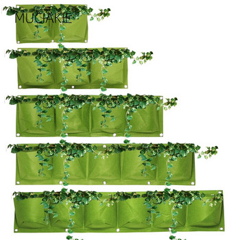 1-6 τσέπες Κάθετες πράσινες τσάντες ανάπτυξης επιτοίχιες κρεμαστές γλάστρες λουλουδιών Μη υφαντά υφάσματα Θήκη φυτεύματος κήπου επίπεδη στρογγυλή βάση