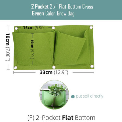 1-6 zsebes Függőleges zöld táskák Falra szerelhető függő virágcserepek nem szőtt anyagok Kerti ültetőtasak lapos, kerek aljú