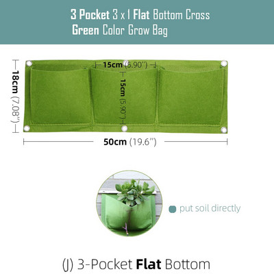 1-6 zsebes Függőleges zöld táskák Falra szerelhető függő virágcserepek nem szőtt anyagok Kerti ültetőtasak lapos, kerek aljú