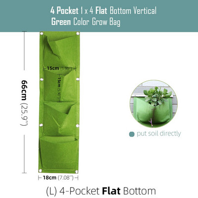 1-6 zsebes Függőleges zöld táskák Falra szerelhető függő virágcserepek nem szőtt anyagok Kerti ültetőtasak lapos, kerek aljú