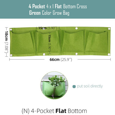 1-6 zsebes Függőleges zöld táskák Falra szerelhető függő virágcserepek nem szőtt anyagok Kerti ültetőtasak lapos, kerek aljú