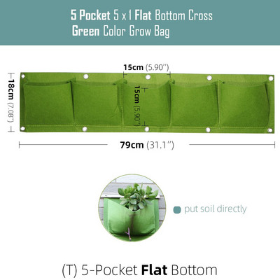 1-6 zsebes Függőleges zöld táskák Falra szerelhető függő virágcserepek nem szőtt anyagok Kerti ültetőtasak lapos, kerek aljú