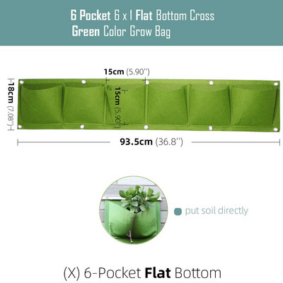 1-6 zsebes Függőleges zöld táskák Falra szerelhető függő virágcserepek nem szőtt anyagok Kerti ültetőtasak lapos, kerek aljú