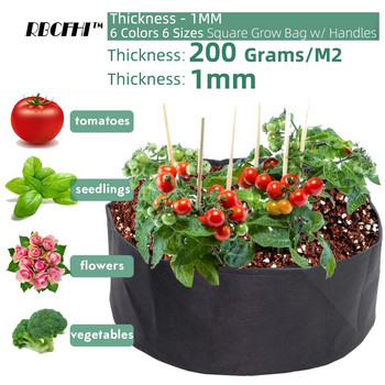 RBCFHI 6 цвята 12 размера от 1 мм дебелина Кръгли чанти за отглеждане на плат Икономични дишащи градински контейнери за засаждане Саксия за цветя