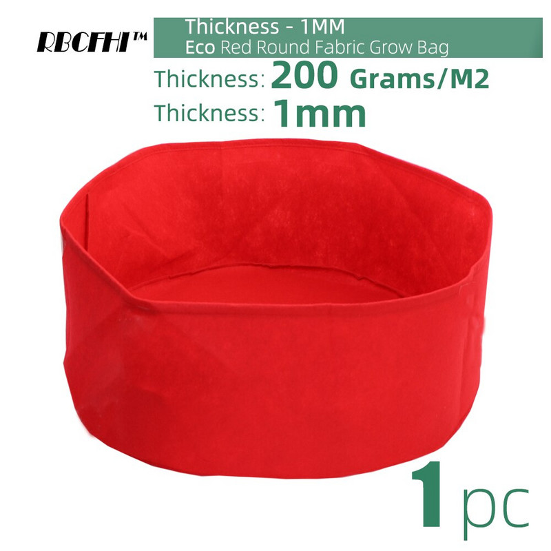 RBCFHI 6 culori, 12 dimensiuni de 1 mm grosime, saci de cultivare din țesătură rotundă, containere de plantare de grădină, economice, respirabile, ghiveci pentru flori