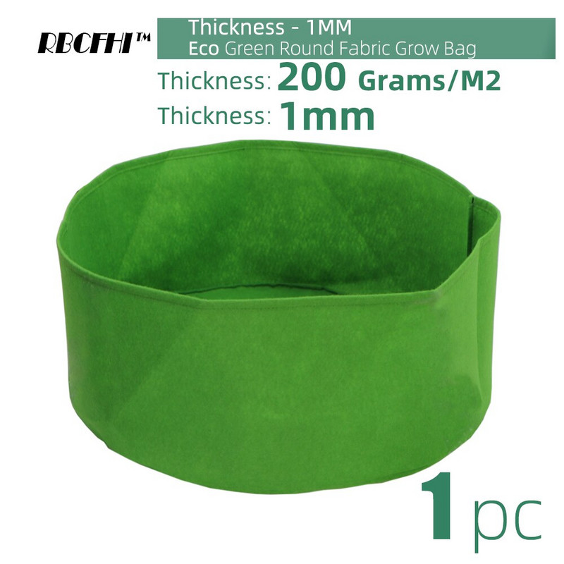 RBCFHI 6 culori, 12 dimensiuni de 1 mm grosime, saci de cultivare din țesătură rotundă, containere de plantare de grădină, economice, respirabile, ghiveci pentru flori