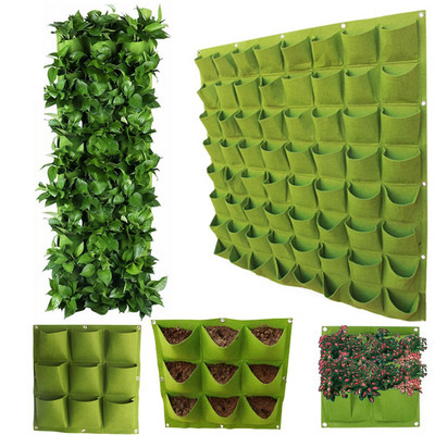 2/4/6/9/18/36/64/81 Τσέπες Green Grow Bags Planter Vertical Garden Ζωντανά λαχανικά σπορόφυτα στον τοίχο Σακούλες καλλιέργειας φυτών