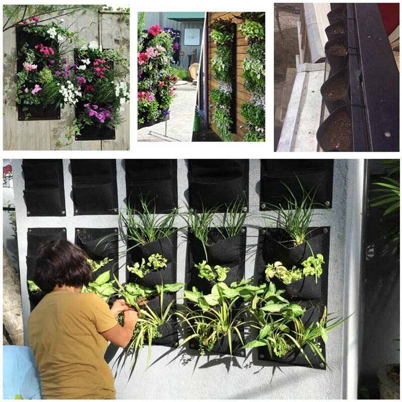 Jardinieră cu 6/7/12 buzunare, agățat pe perete, saci de cultivare verzi, jardinieră verticală de grădină, legume de viață, sac de grădină pentru răsaduri, sac de creștere, oală