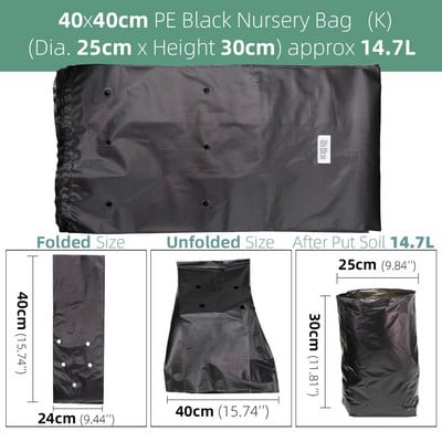 100 vnt. sustorėjusių augalų auginimo maišeliai Sodmenų vazonai Ekologiškas sodas su kvėpuojančiomis skylutėmis Juodi sodinimo maišeliai PE daigyno krepšiai